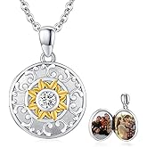 TUGHRA Mother's Day Gifts Gold Locket Necklaces for Women, 925 Sterling Silver Heart Photo Lockets Memorial Keepsake Jewelry Gift for Mom, Wife, Daughter