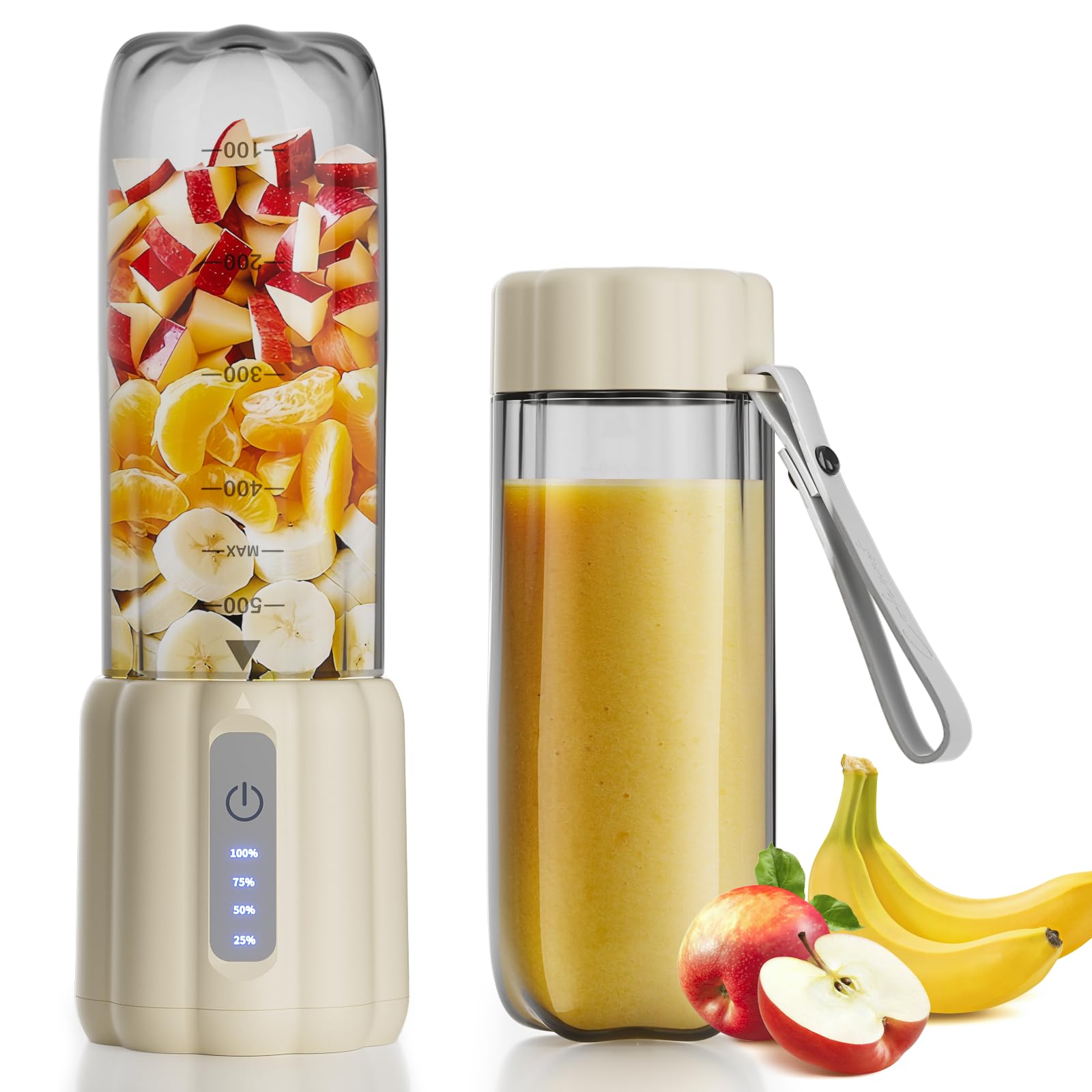 Photo 1 of COKUNST 17Oz Portable Blender with 6 Blades, USB-C Rechargeable Personal Smoothie Maker for Shakes & Juices, Compact Mini Mixer for Home, Office & Travel