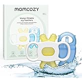 Momcozy Baby Teether Toys | Food Grade Silicone Teething Relief 0-6 Months | Toy 6-12 Months | Baby Essential | Yellow and Blue