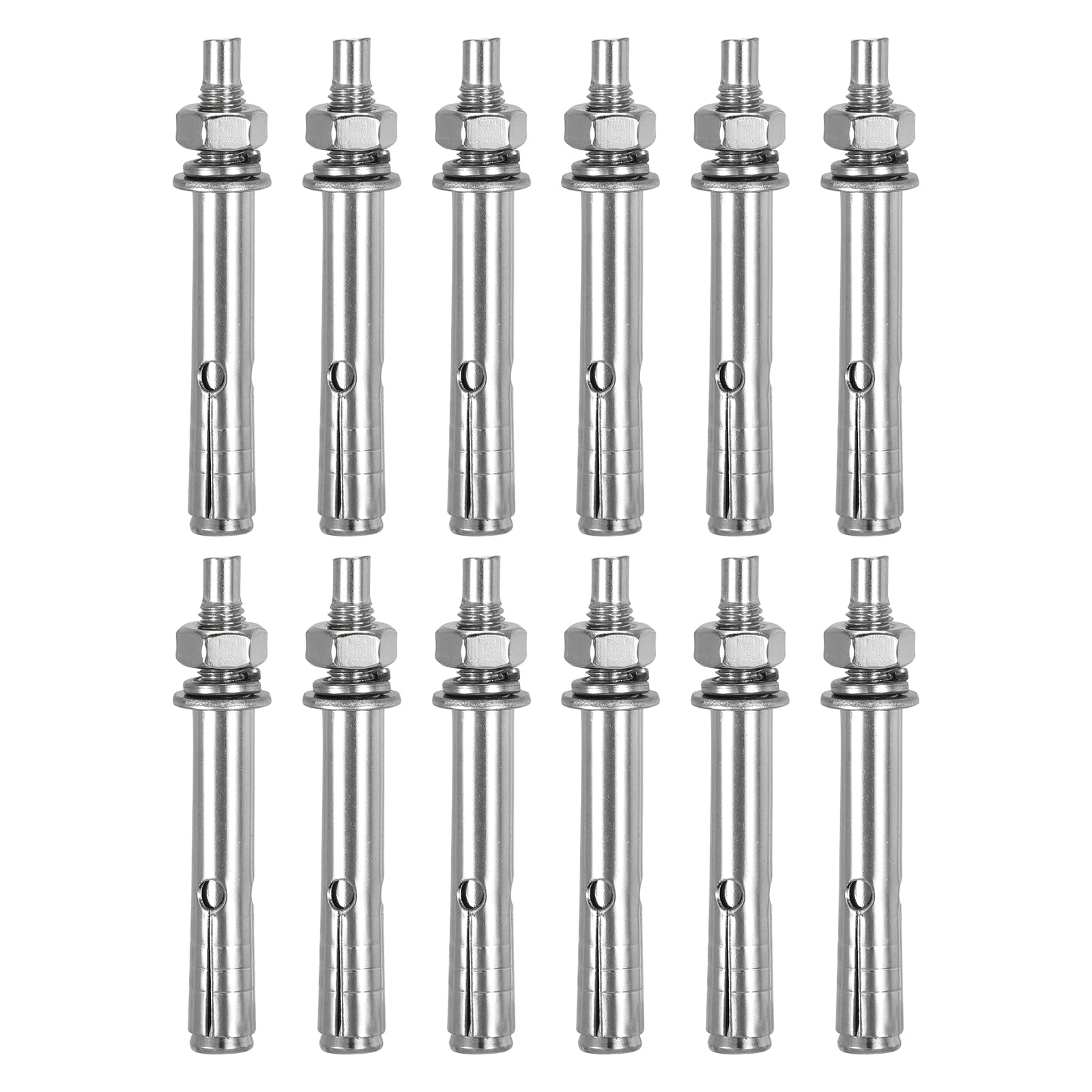 DTGN M6 x 60 Expansion Bolts - 12Pack- Good for Concrete Dry Brick Block Walls - 304 Stainless Steel - Silver