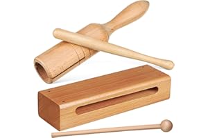 Mikinona 2 Sets orff instrument music lummi sticks percussion instruments wood block with mallet wood percussion blocks handheld wood blocks macaras major depth sounder wooden