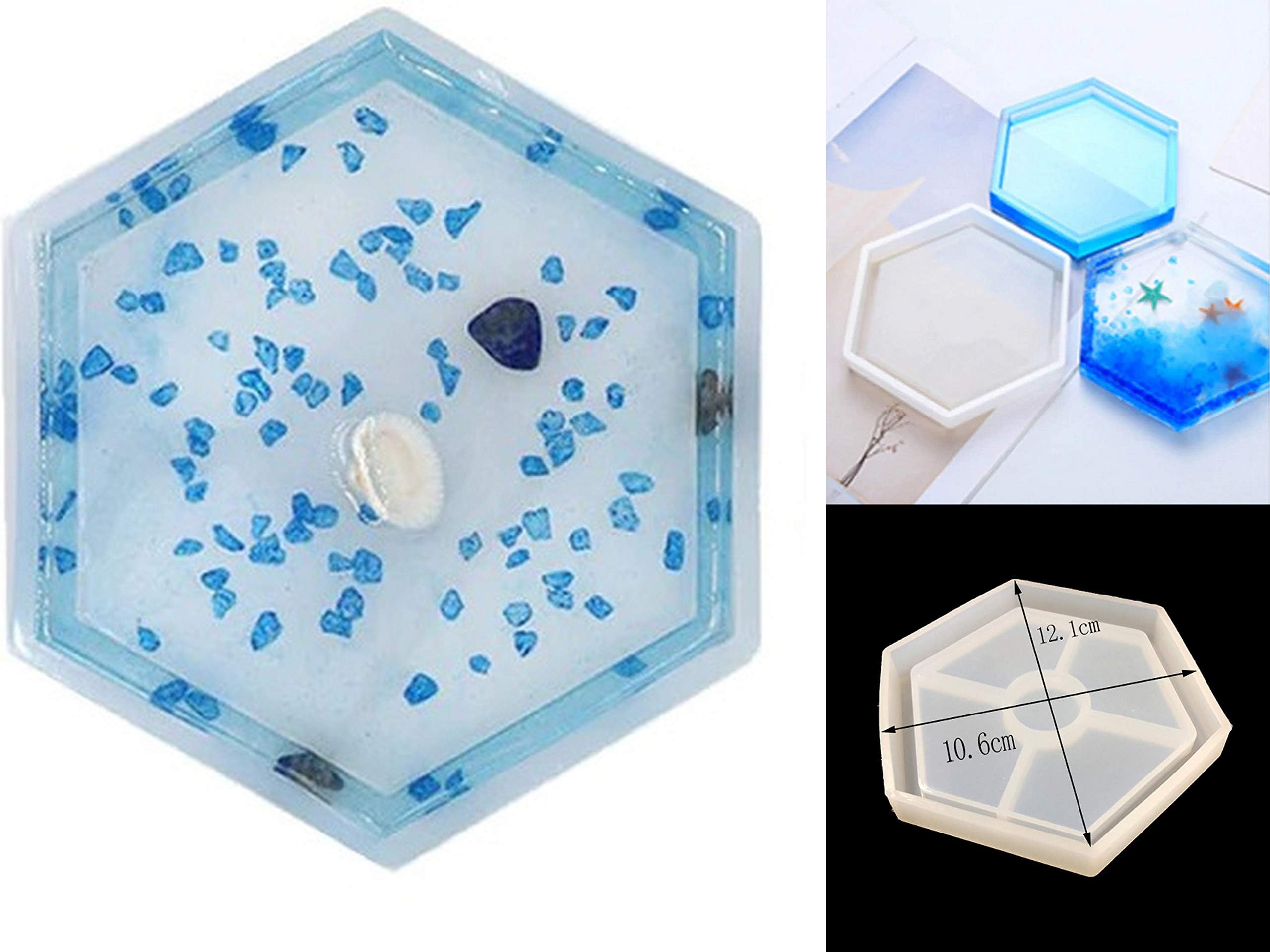 Khushi Handicrafts DIY Silicone Geode Slice Coaster Hexagonal Hexagon Mould for Resin,Cement,Clay and Candle Crafts
