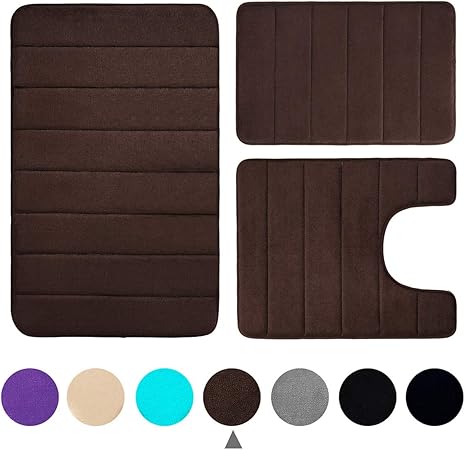 5 Piece Bathroom Rugs Set Soft Non Slip Memory Foam Large Mats Perfect Luxury