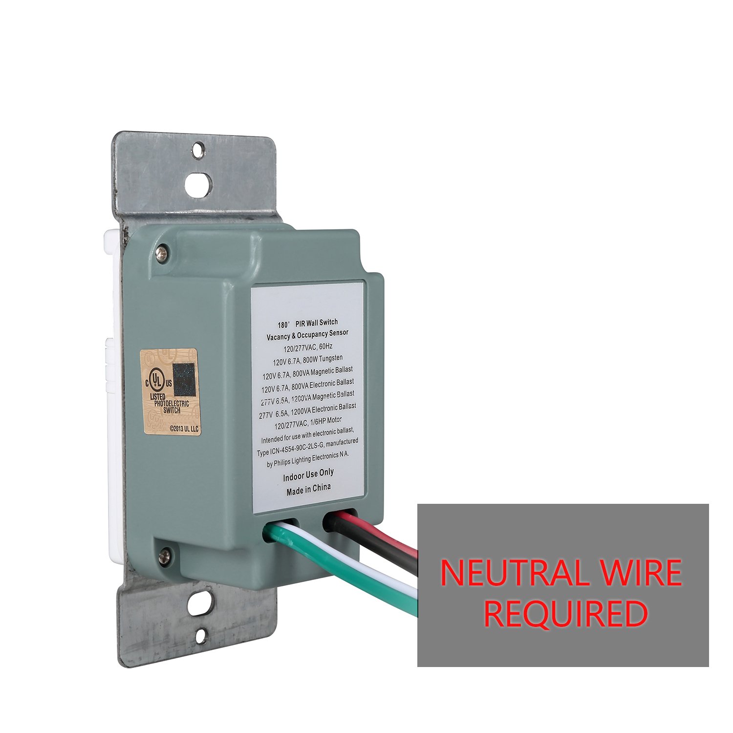 (Pack of 50) White Motion Sensor Light Switch – Neutral Wire Required