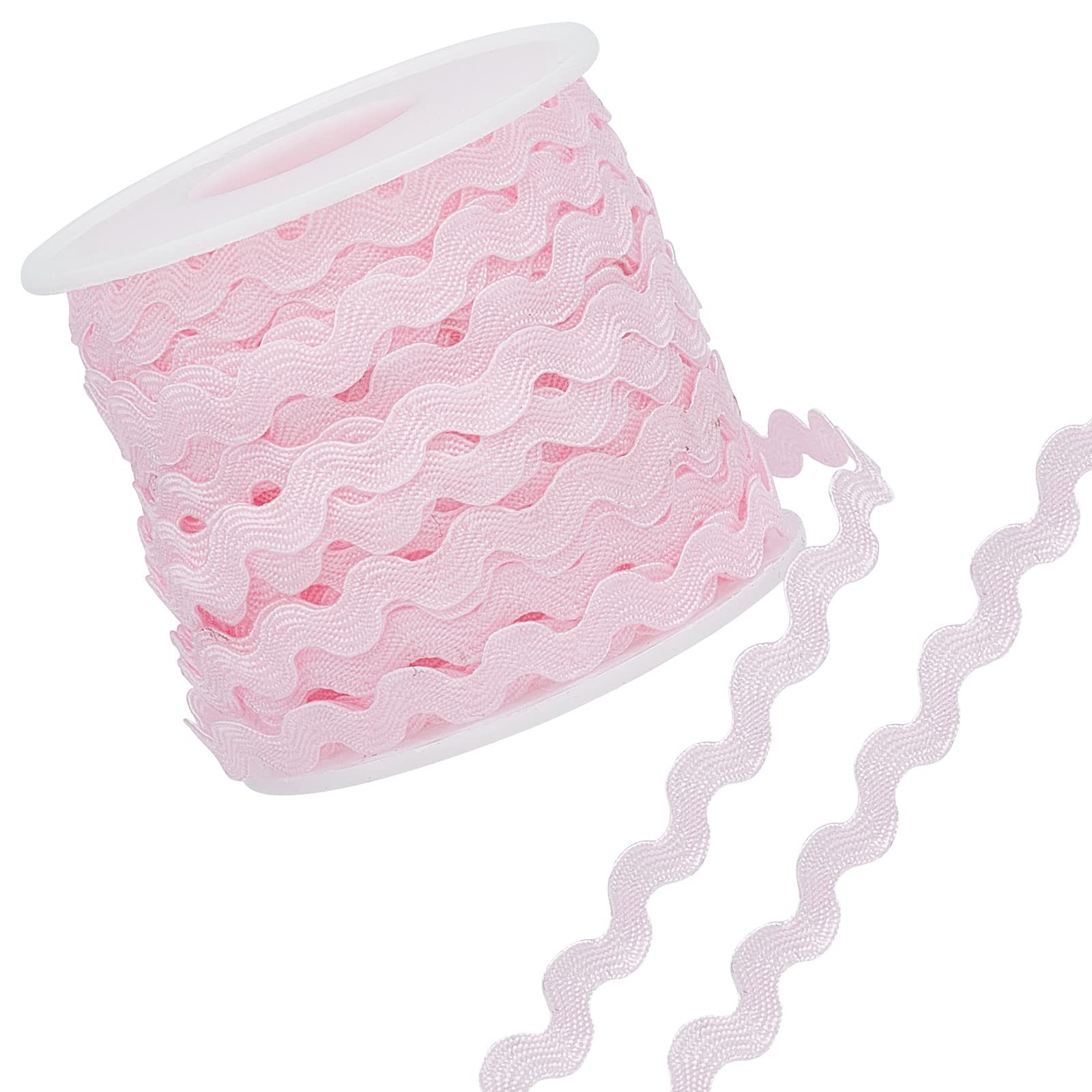 GORGECRAFT 1 Roll 27yd/25m RIC Rac Trim Ribbon Wave Sewing Bending Fringe Trim 5mm/0.2 inch for Sewing Flower Making Wedding Party Lace Ribbon Craft(Pink)