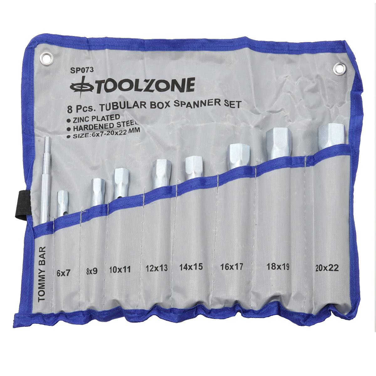 Toolzone 8pc Tubular Box Spanner Set 6mm to 22mm
