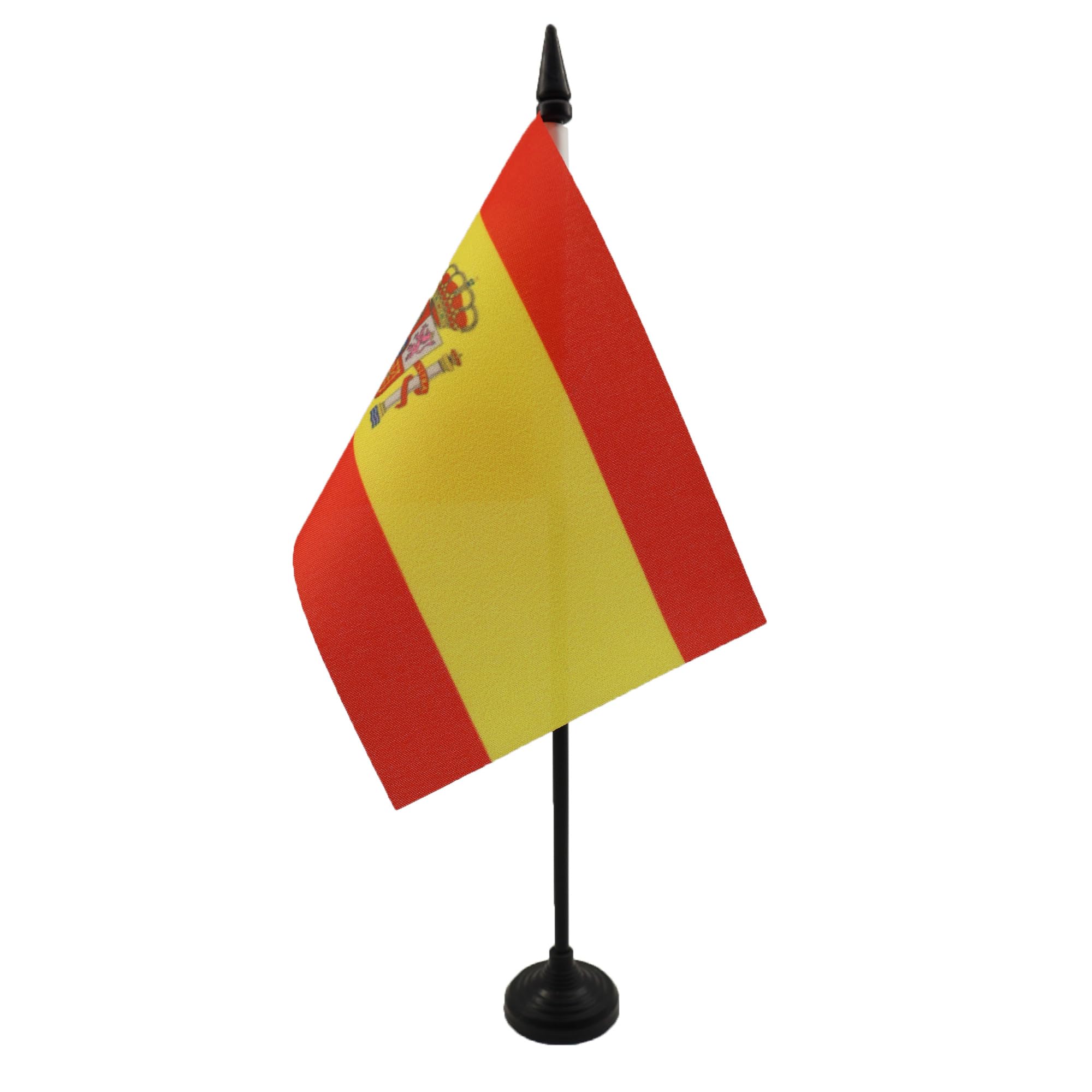 AZ FLAG - Spain Table Flag 4'' x 6'' - Spanish Office Mini Banner 100% Polyester 15 x 10 cm - Mini Desk Flag with 10'' Pole and Black Plastic Base