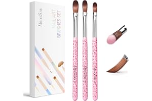 MelodySusie 3-Piece Acrylic Nail Brush Set - Sizes 8/10/14, Professional Nail Art Tool for Acrylic Application, Powder, Extension & 3D Carving - Pink