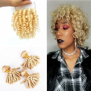 Amazon Com Bleach Blonde Color Aunty Funmi Curly Hair 3bundles