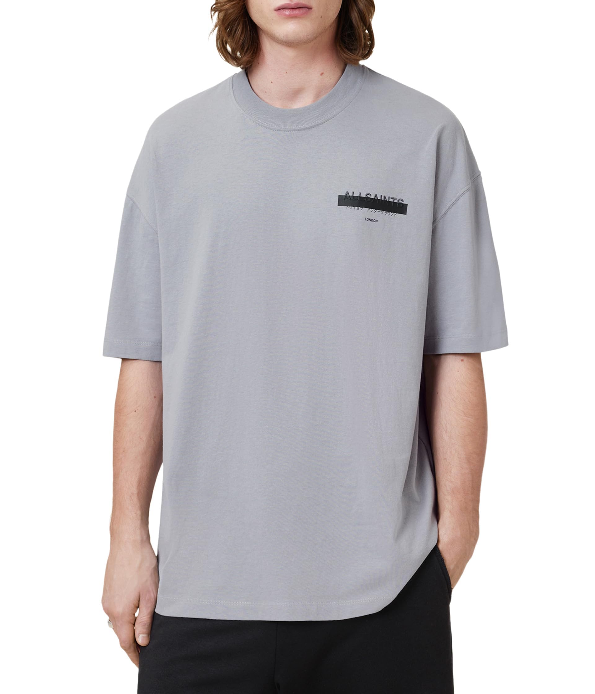 Photo 1 of AllSaints Men's Redact Short Sleeve Crew, Halfpipe Grey small holes in shirt 