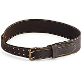 OX Pro 3 Inch Wide Full Grain Leather Tool Belt - Oil Tanned Full Grain Leather Carpenter Belt with Rivets and Perimeter Stitching - 33" to 44" Length