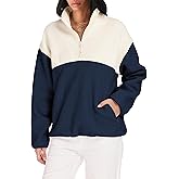 TAQCUX Womens Colorblock Fleece Jacket Half Zip Mockneck Sherpa Pullover Hiking Outdoor Sweatshirts with Pockets