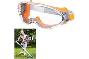 UXIETIN Mowing Goggles, Anti Fog Scratch Resistant, Eye Protection for Men and Women, Orange, Transparent Lenses
