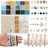 2100Pcs Jewelry Making Kit for Adults Women with Pearl Bead Crystal Beads Shell & Turquoise, 20 Colors Beads with Gold Bead Beading Kit for Bracelets, Necklace, Ring DIY Crafts Jewelry Making Kit