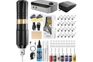 Tattoo Gun Kit Tattoo Machine Pen Kit for Beginners Rotary Tattoo Pen Type Machine 20 Needles 7 Colors Complete Tattoo Suppli