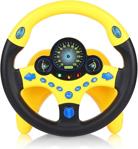 Amazon Slopehill シミュレーション ステアリングホイール おもちゃ 模擬運転おもちゃ 早期教育玩具 知育玩具 運転ステアリングホイール スタンドと日本語説明書付き 英語発音 イェロー 6 赤ちゃん 幼児のおもちゃ おもちゃ