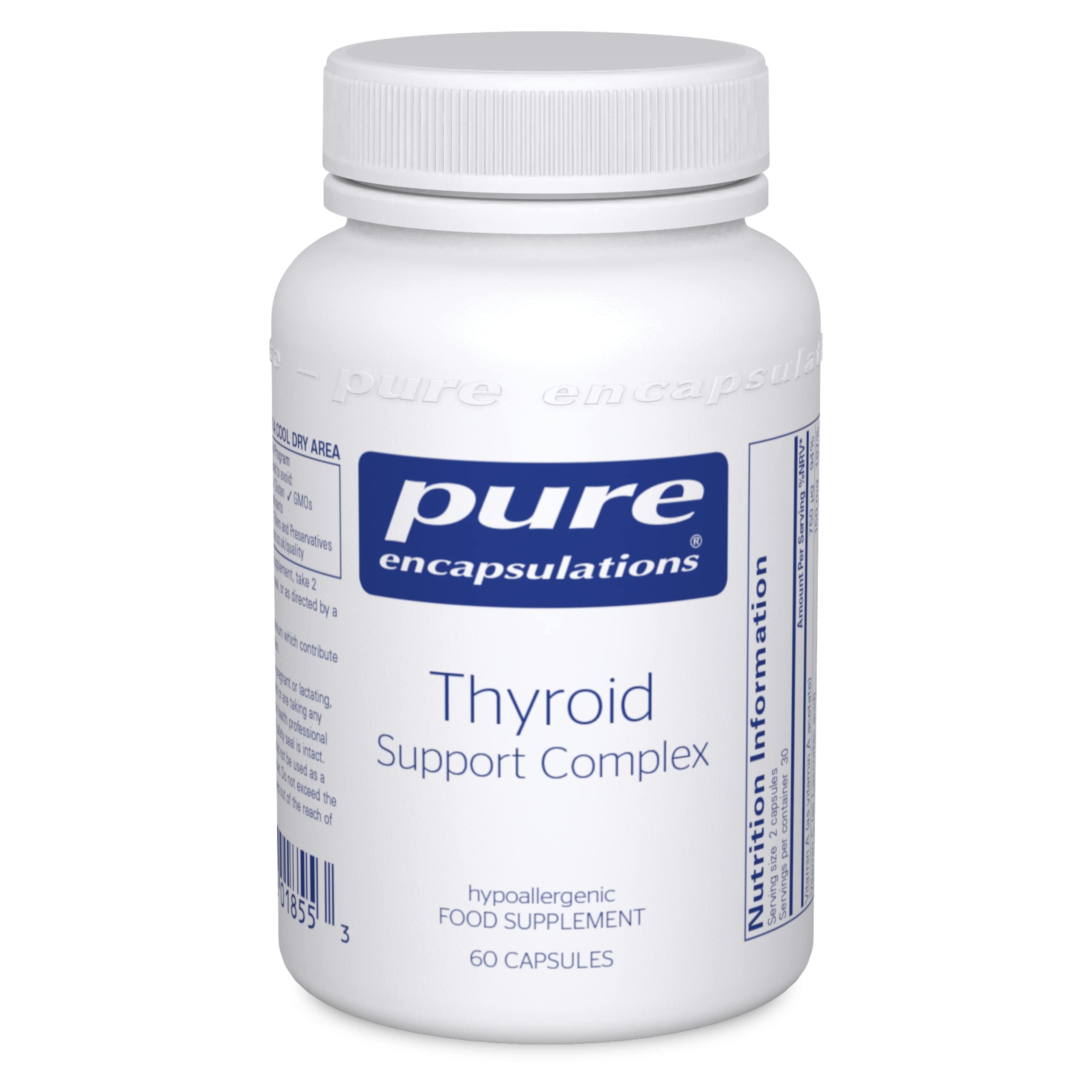 Pure Encapsulations Thyroid Support Complex - Blend of Vitamins and Minerals - Reduces Fatigue, Supports Energy and Thyroid Function - Includes Vitamin C, Iodine, Selenium, and Zinc - 60 Capsules