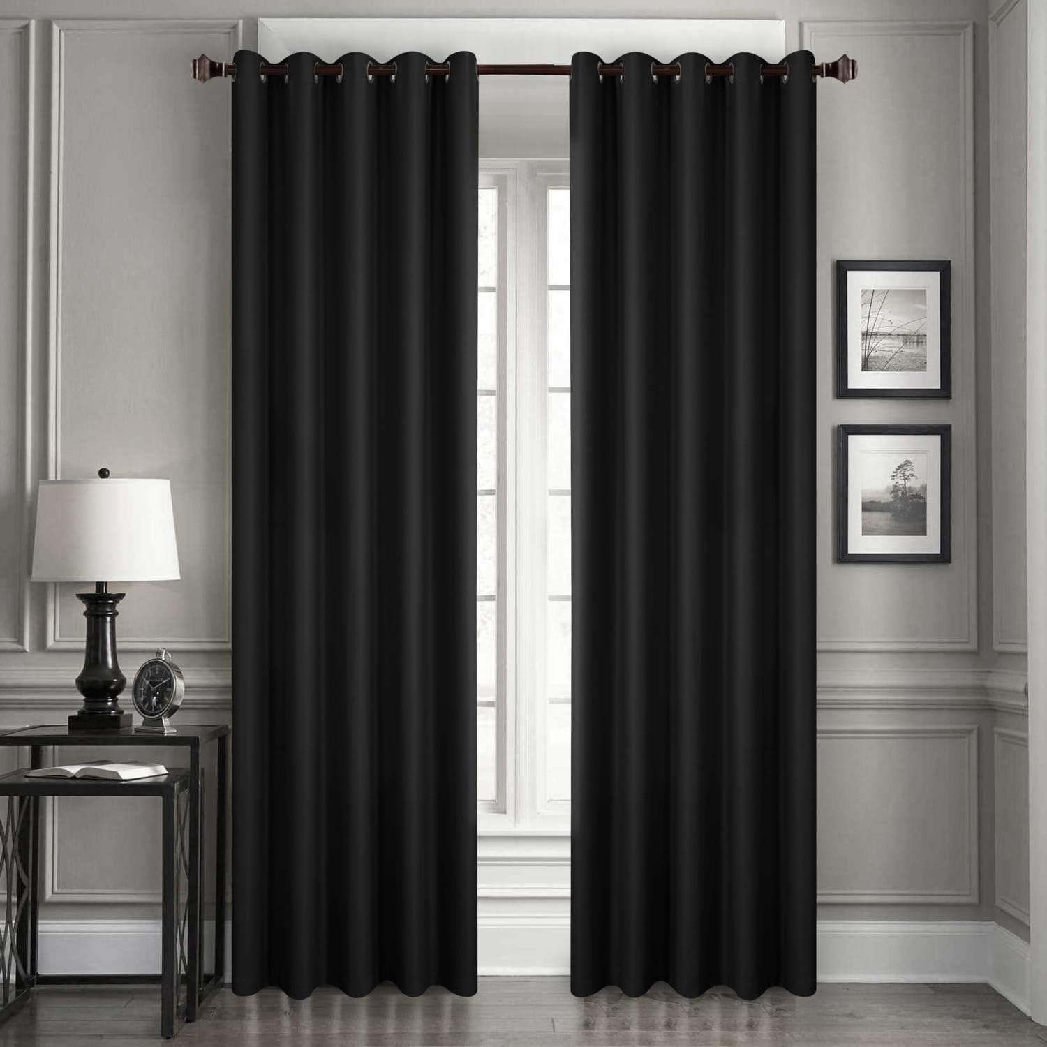 Amazon.com: LoyoLady Black Blackout Curtains 102 Inches Long 2 Panels