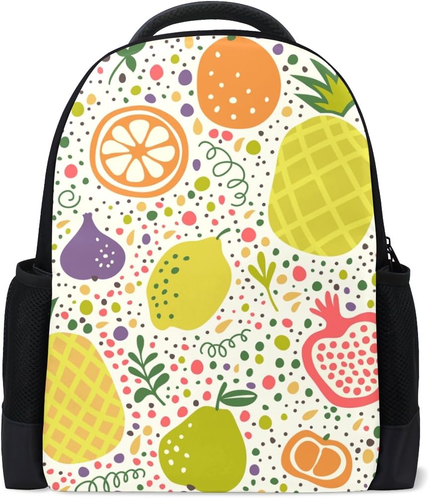 Mochila escolar com estampa de frutas saborosas, mochila escolar casual