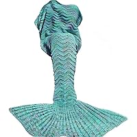 DDMY Mermaid Tail Blanket, Crochet Mermaid Blankets Seasons Warm Soft Handmade Sleeping Bag, 74''x 35'' Mermaid Tails for Gir
