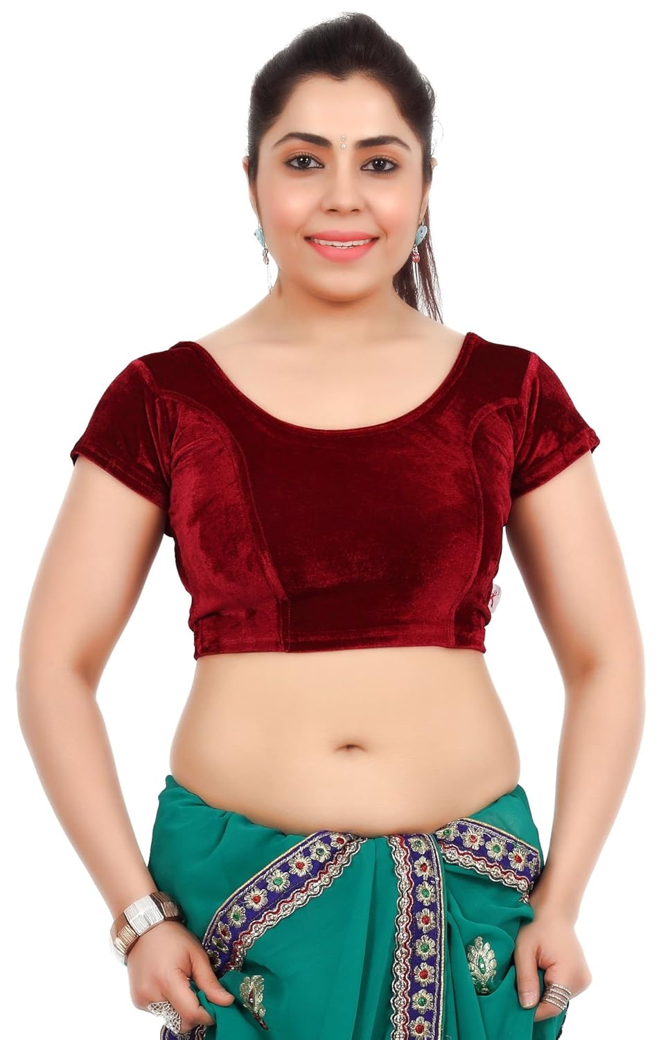 louis fashion velvet fabric women blouse (2074-bl-maroon01)