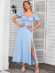 KUTUMAI Women's Summer Off Shoulder Maxi Dress Puff