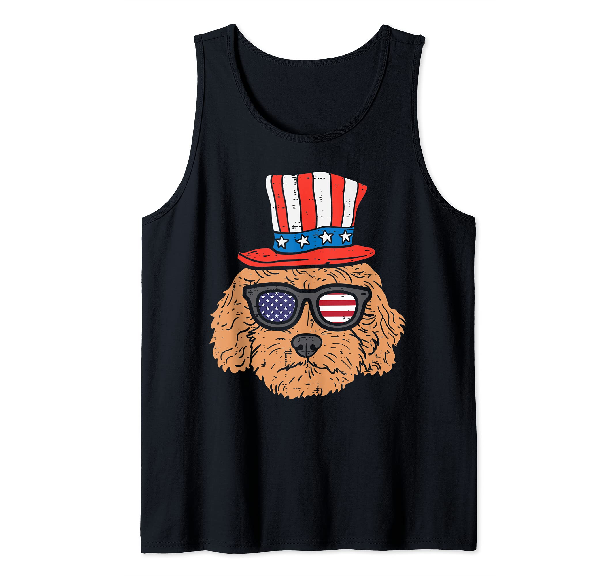 Goldendoodle Sunglasses American USA 4th Of July Fourth Dog Tank Top