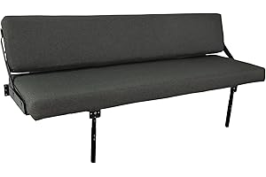 RecPro 60" Wall Mount Sofa with Adjustable Legs in Cloth | RV Sofa Bed | RV Furniture | RV Bed | Fold Over Wall Mount Bed (Fossil) (Fossil, No Mounting Brackets)