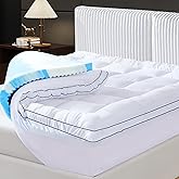 Vipfree Twin XL Dual Layer 4 Inch Memory Foam Mattress Topper, Relax Body, Relieve Pain and Aid Sleep - 2 Inch Fluffy Pillow Top Twin XL Mattress Topper and 2 Inch Cooling Gel Memory Foam, 2X Support