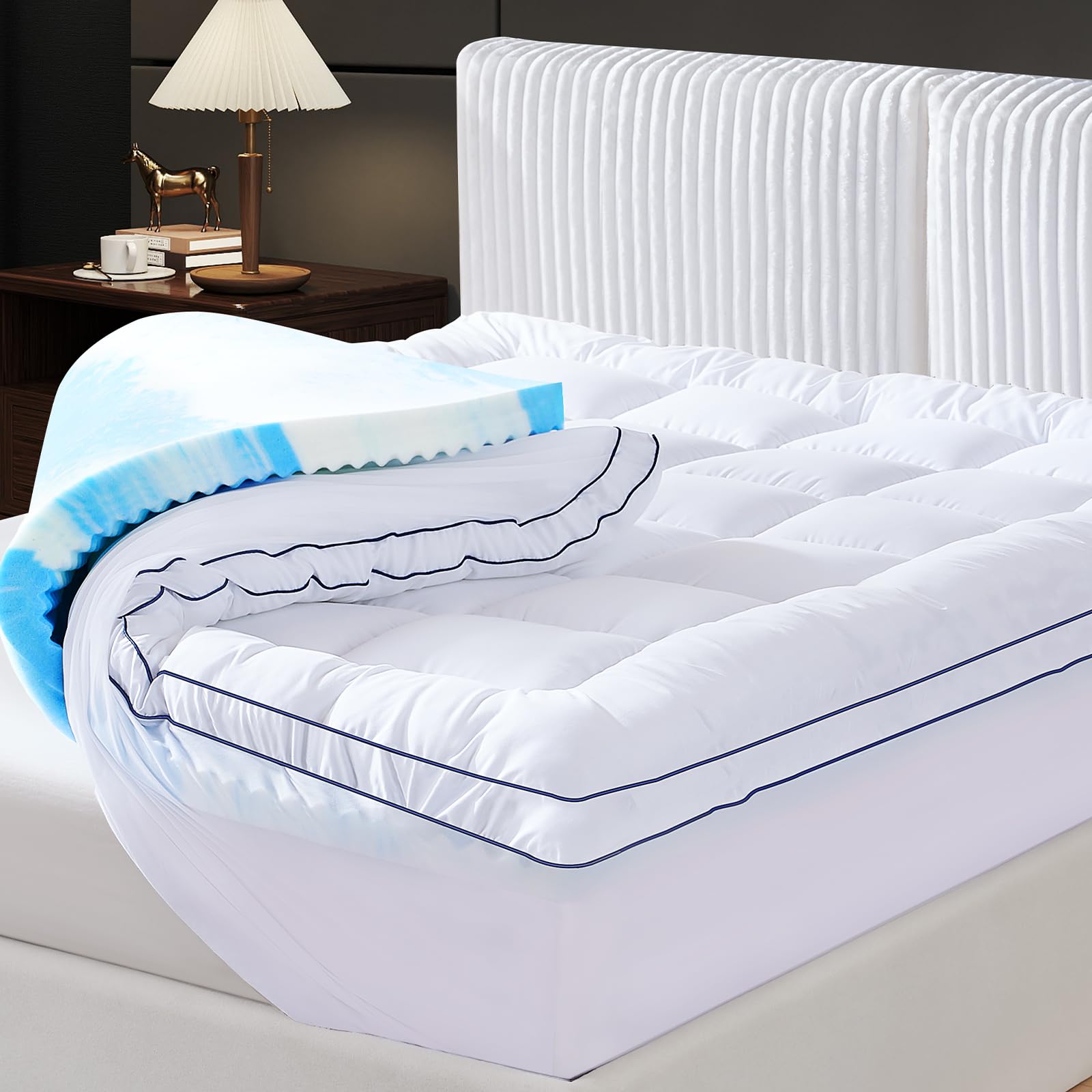 Photo 1 of  4 Inch Dual Layer Twin XL Mattress Topper, Memory Foam for Mattress Pad