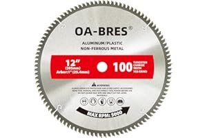 OA-BRES 12 Inch 100T Upgrade TCG Grind Aluminum Non-Ferrous Metal Saw Blade with 1-Inch Arbor