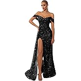 Gowns Formal Dresses for Women Sequin Tulle Sexy Off Shoulder Evening Wedding Guest Party Floor Length Prom Dress