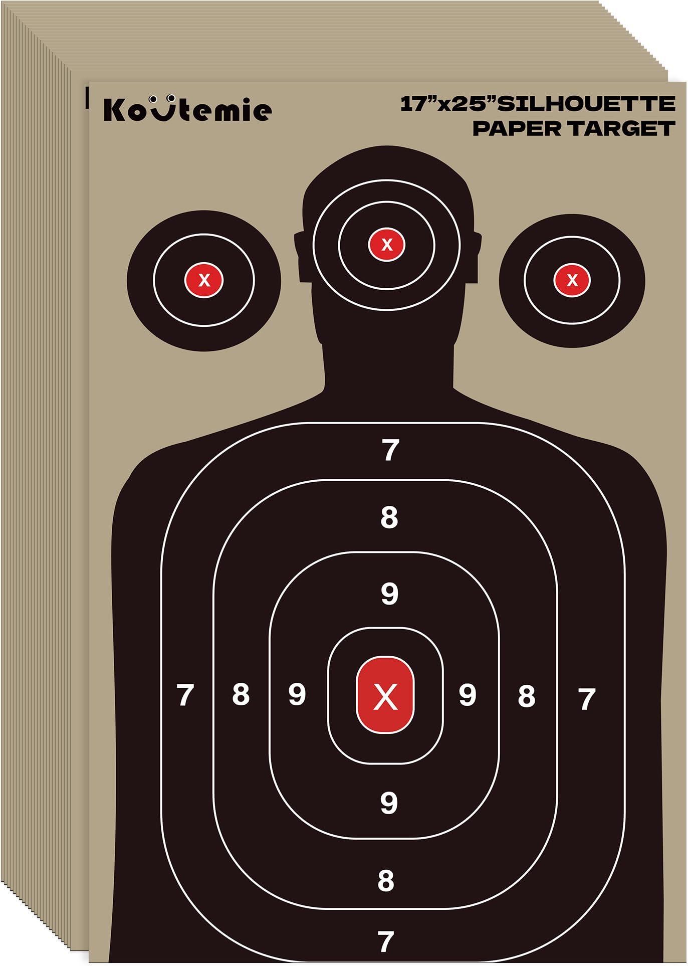 Photo 1 of Koutemie Shooting Targets — 25 Pack 17 X 25 Inch Paper Silhouette Splatter Targets for Range for Handguns, Rifles, Pistols, Airguns, BB Guns, Pellet Guns