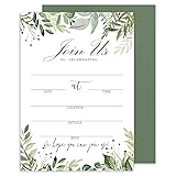 Whaline 25 Sets Greenery Invitations with Envelopes