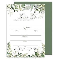 Whaline 25 Sets Greenery Invitations with Envelopes