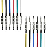 AxcessAbles 2ft Multi-Color 1/4" Balanced TRS Audio Cables (6 Pack) - TRS Speaker Patch Cables for Balanced Audio Connections