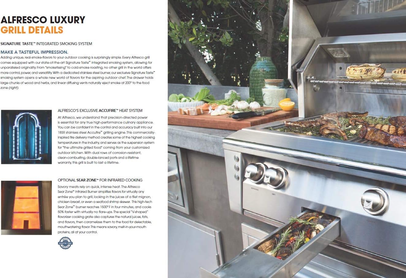 review Alfresco ALXE-30SZ-LPZNG 30' Sear Zone Grill Natural Gas Built with 77000 BTUH and Integrated Rotisserie System with Built-In Motor in Stainless