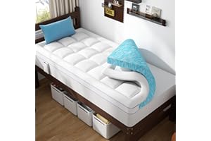 ABENE Twin XL Dual Layer 3 Inch Memory Foam Mattress Topper for College Dorm Room, 2 Inch Memory Foam Plus 1 Inch Soft Extra Long Pillowtop Mattress Pad Cover, Thick Bed Topper for Back Pain