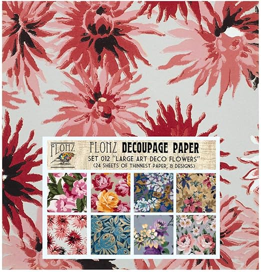 Decoupage Paper Pack (24 Sheets 6"x6") Large Flowers Art
