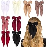 Hotalisona Hair Bows for Women Red White Black Giant Big Large Satin Hair Ribbon Bows Clips Accessories for Women Girls 8 PCS