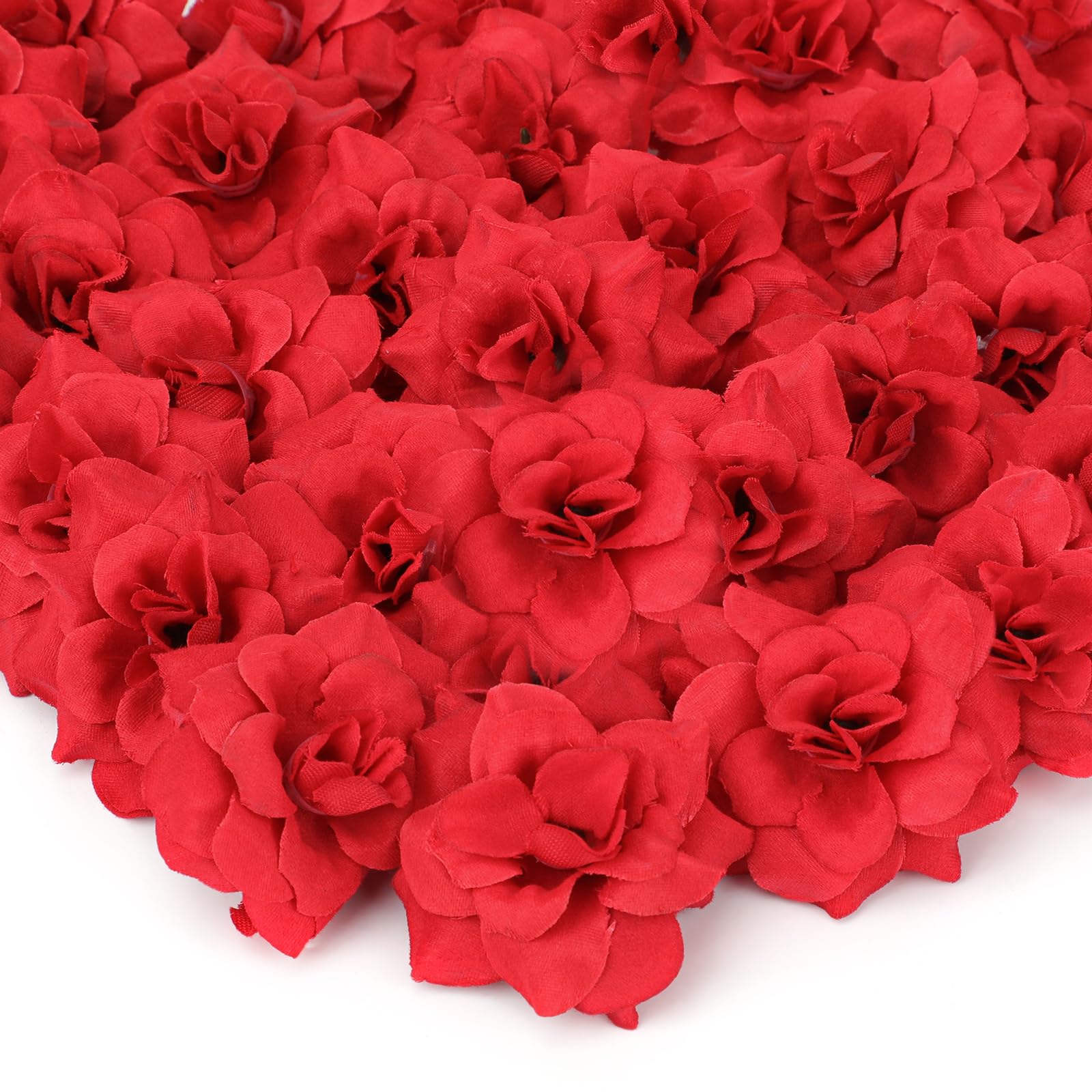 MWOOT 50Pcs Red Artificial Flower Heads, Fake Silk Roses for Crafts, 1.8 Inch Stemless Roses Flower for DIY Valentine's Day Wedding Party Bouquet Centerpieces Decoration