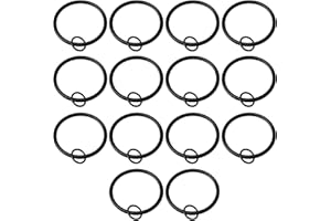SMLBJUTE 14 Pack Curtain Rings with Eyelets Metal Drapery Ring for Curtain Hook Pins (Black,1.4 inch Inner Diameter)