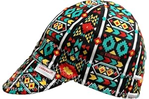 Comeaux Caps Aztec Print Reversible Welding Cap | 100% Cotton, Durable Work Hat for Men & Women