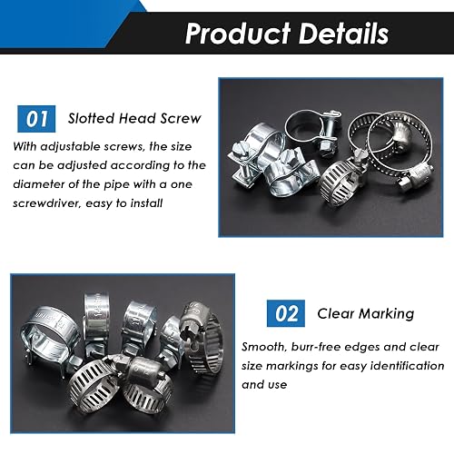 34 Piece Fuel Line Hose Clamp Assortment Kit - 5 Sizes 8-18mm For Diesel, Petrol & Gas Lines