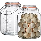Galssmagic 2 Pack 1 Gallon Glass Jar with Airtight Lids,Super Wide Mouth Large Mason Jars 128 oz,Glass Gallon Jugs Storage Container for Sun Tea,Kombucha,Storing,Canning