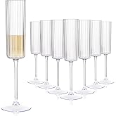 Joyido 36PCS Plastic Champagne Flutes Ribbed for Weddings &amp; Parties | Clear Champagne Glasses, 6 oz Capacity, Elegant Sparkling Wine Stemware, Disposable yet Sturdy, for Toasting at Anniversaries