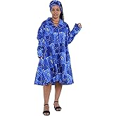 African Dresses for Women Ankara Short Swing Dress Dashiki Ethnic Boho Tunic with Pockets & Toggle Buttons,Cotton Midi Outfit
