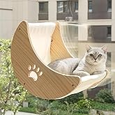 Cat Window Perch Cat Window Hammock Bed Wooden Moon Cat Shelves Mounted Strong Suction Cup Shelvesfor Sleep Watch Birds Sunba