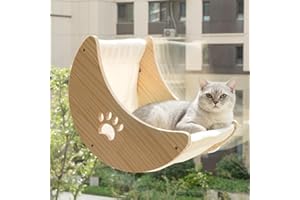 Cat Window Perch Cat Window Hammock Bed Wooden Moon Cat Shelves Mounted Strong Suction Cup Shelvesfor Sleep Watch Birds Sunba