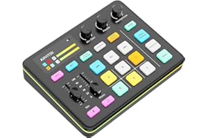 ARVITEK Gaming Audio Mixer for PC, Audio Interface Sound Board w/RGB Effect, Support Bluetooth, XLR/TRS Microphone, 48V Phantom Power, Voice Changer Live Streaming, Podcasting, Content Create(Not for USB Mic)